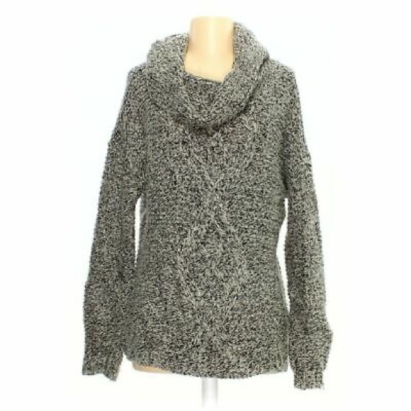 The Limited Cowl Neck Sweater Tan Black Cable Knit - Picture 1 of 12